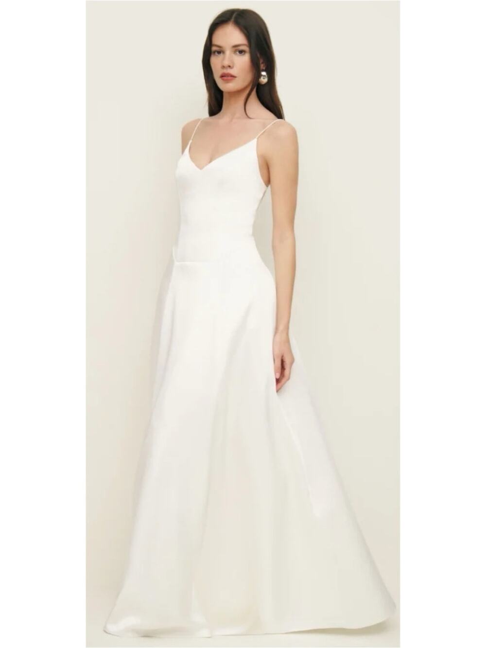 REFORMATION Icelynn Satin A Line Ivory White Maxi Gown Size 6